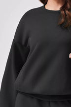 Round Neck Sweatshirt Shorts Set (14)