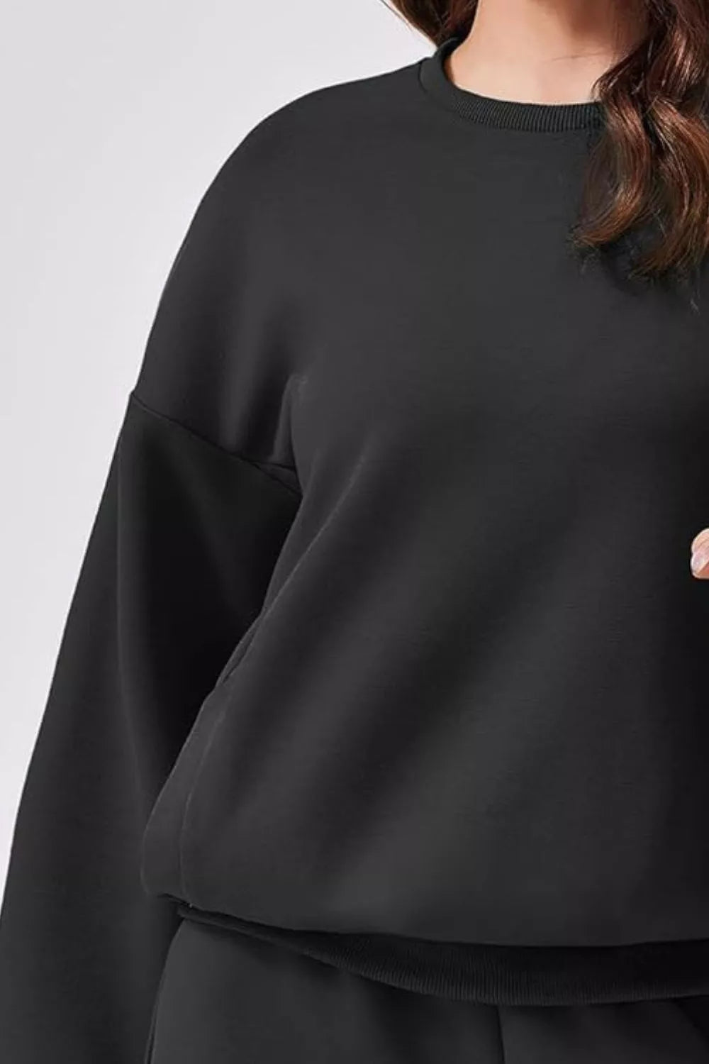 Round Neck Sweatshirt Shorts Set (14)
