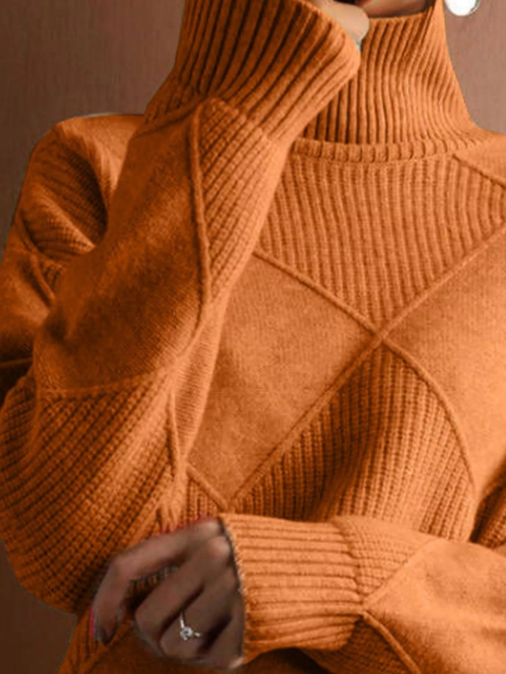 Argyle Pattern Turtleneck Sweater (12)