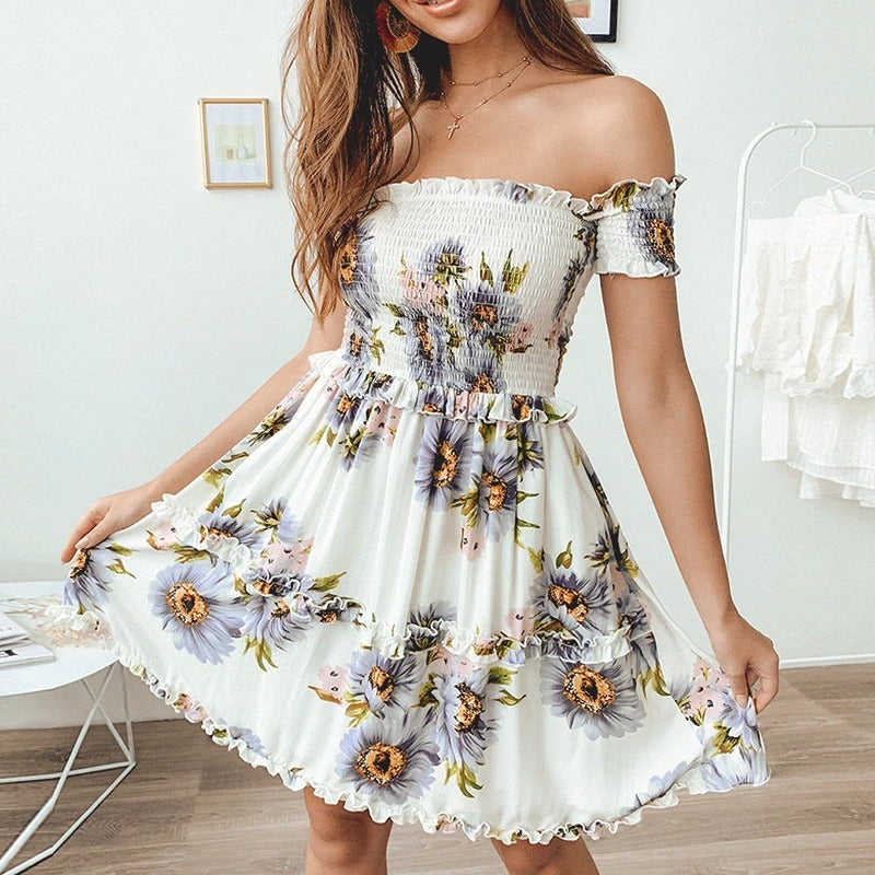 Ruffled Short Sleeve Halter Dress photo 2