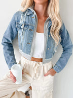 Distressed Zip Up Cropped Hooded Denim Jacket (18)
