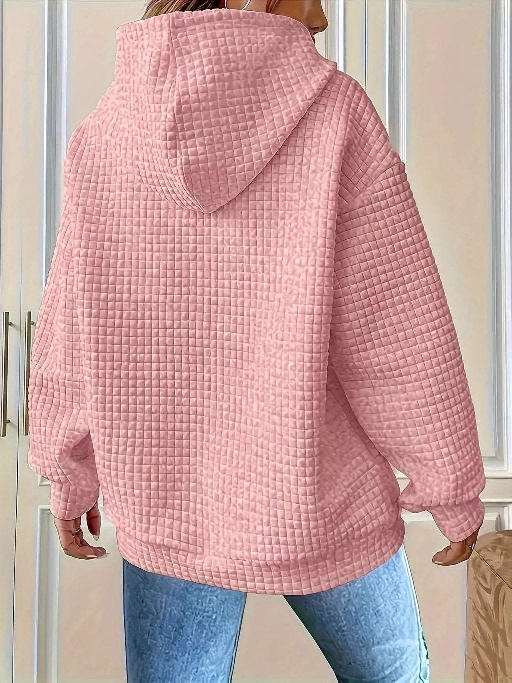 Textured Knit Drawstring Hoodie (8)