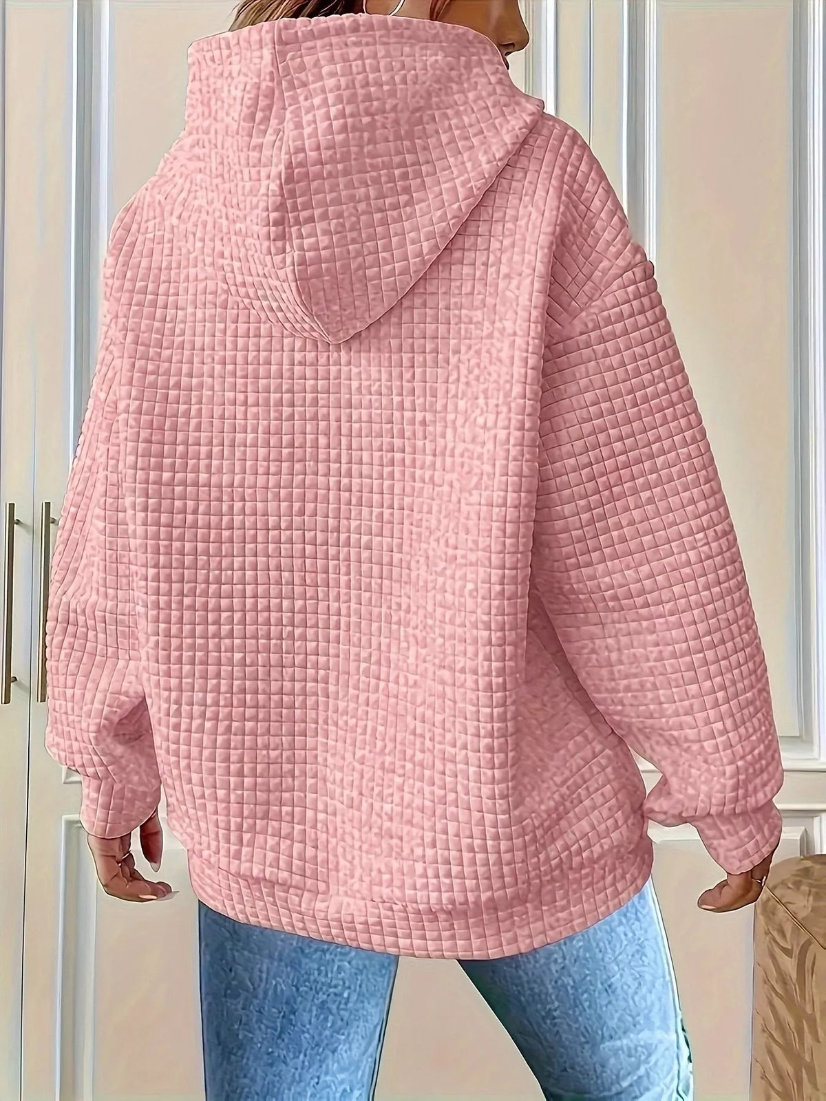 Textured Knit Drawstring Hoodie (8)