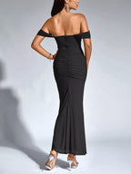 Off-shoulder Ruched Mermaid Maxi Dress (5)