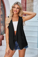 Eyelet Open Front Sleeveless Cardigan (6)