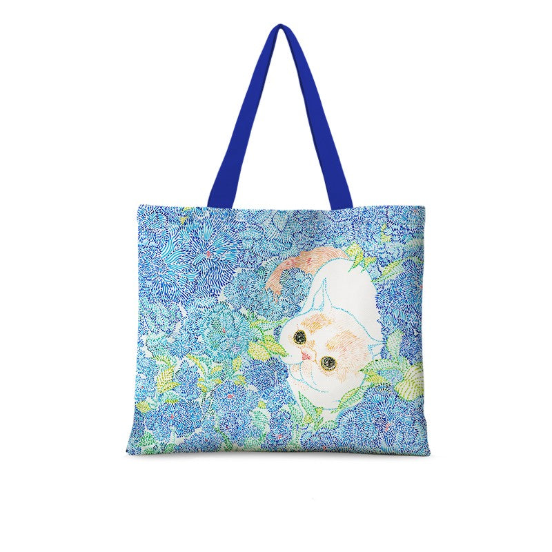Cat Illustration Shoulder Bag Large Capacity Canvas variant CJNS203905801AZ