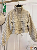 Plaid Cropped Zip-up Jacket (2)