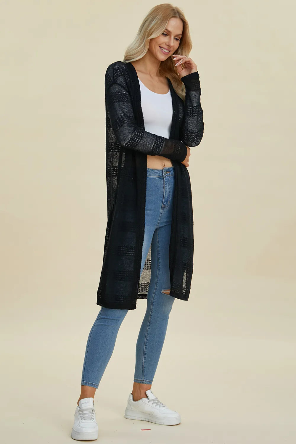 Full Size Open Front Longline Cardigan (4)