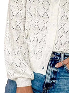 Chic V-neck Openwork Button-down Knit Cardigan (12)