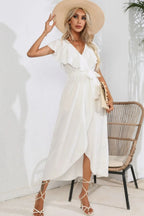 Ruffled Tied V-neck Midi Dress (8)