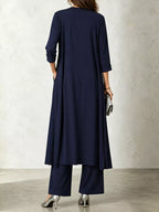 Full Size Cowl Neck Top Cardigan Pants Set Plus (18)