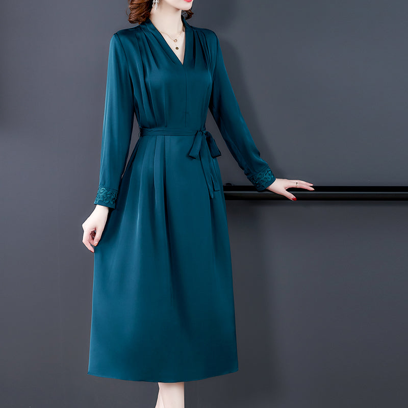 Heavy Silk Long-sleeved Dress Spring variant CJLY118447501AZ|CJLY118447502BY|CJLY118447503CX|CJLY118447504DW|CJLY118447505EV|CJLY118447506FU