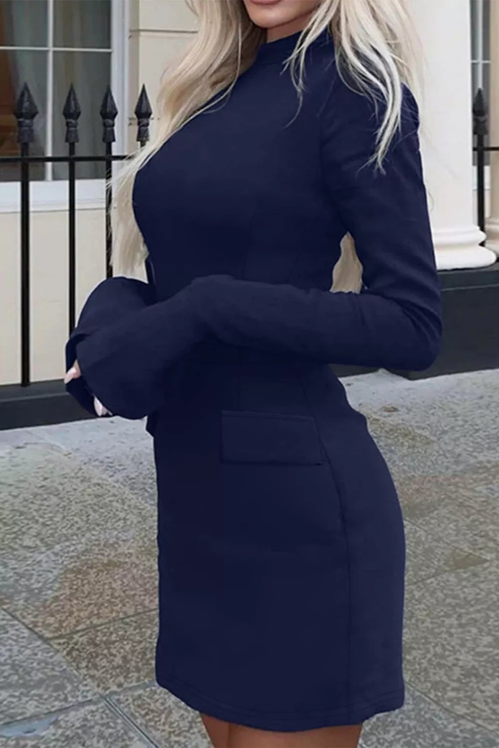 Long-sleeve Mini Dress Flap Pockets (12)
