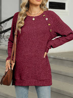 Round Neck Knit Button Top (23)