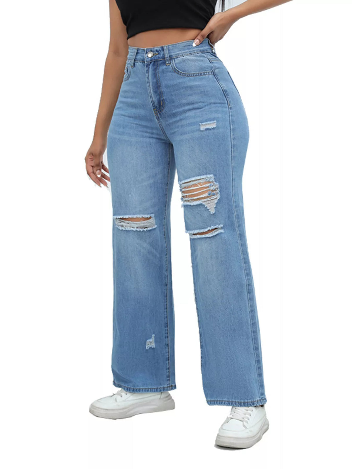 Distressed Wide-leg Jeans (16)