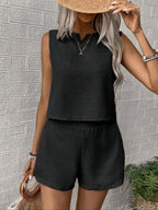 Sleeveless Top Shorts Casual Set (11)