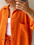 Button Up Shirt Shorts Set (8)
