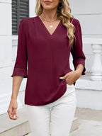 V-neck 3/4 Sleeve Blouse (5)