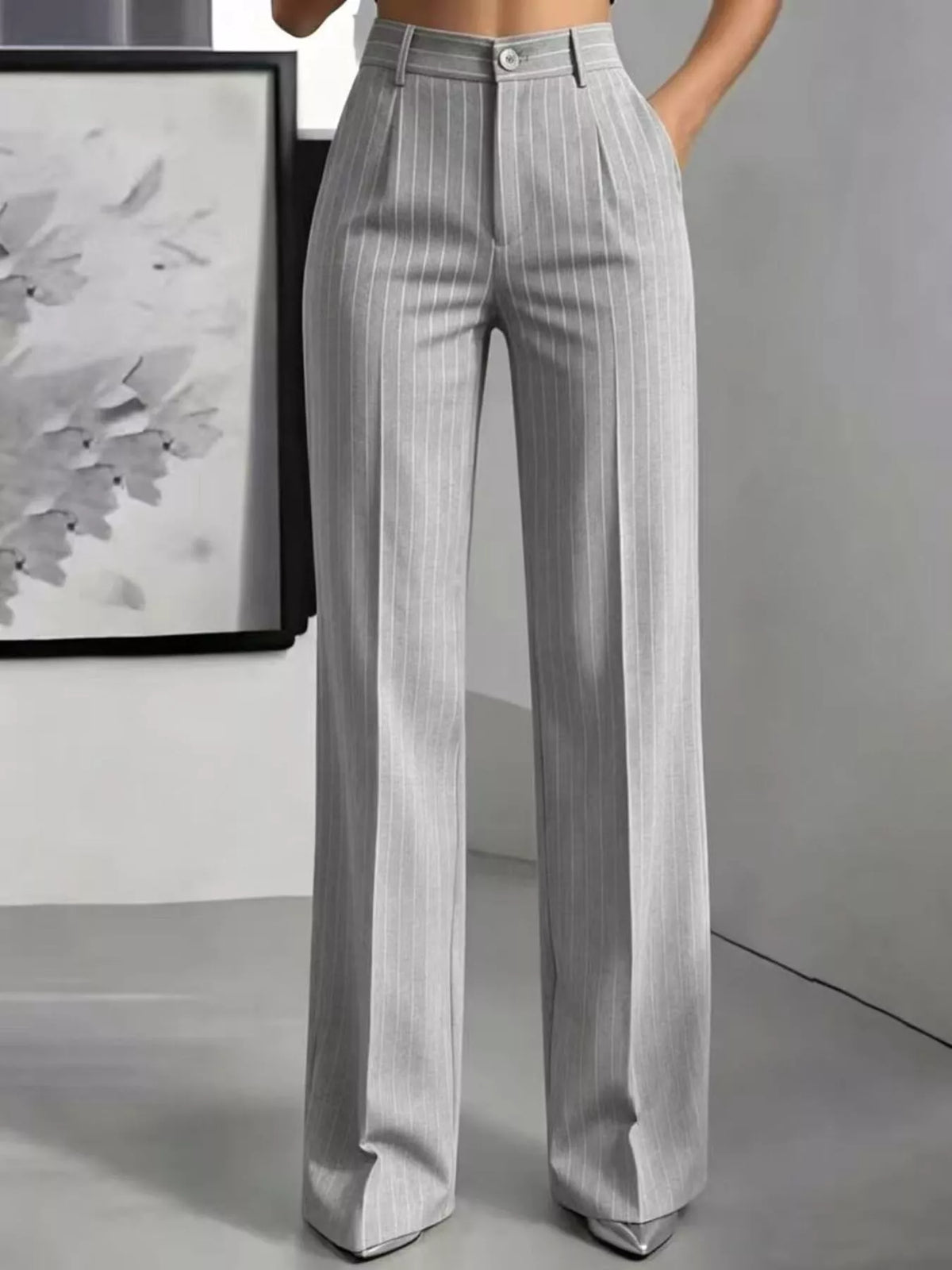 High-waisted Striped Wide-leg Pants (17)