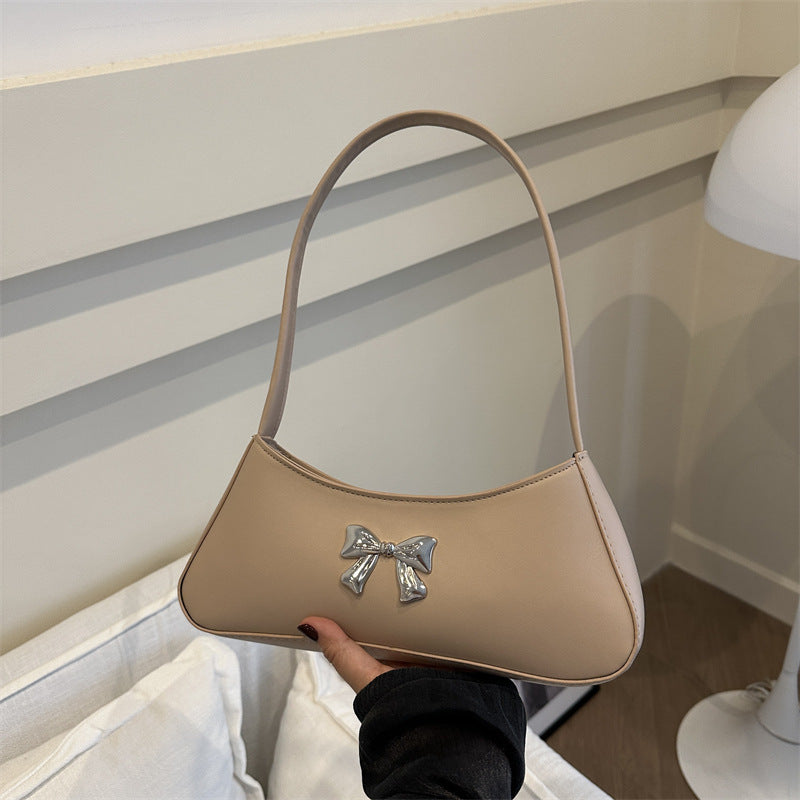 Texture Minimalist Underarm Elegant Bow Shoulder Bag photo 1