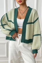Contrast Open Front Long Sleeve Cardigan (3)