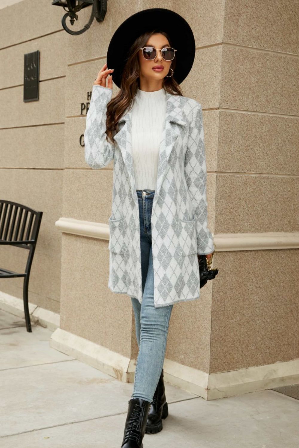 Printed Open Front Lapel Collar Cardigan Pockets (9)