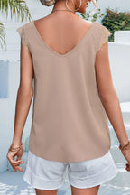 Lace Detail Eyelash Trim V-neck Tank (10)