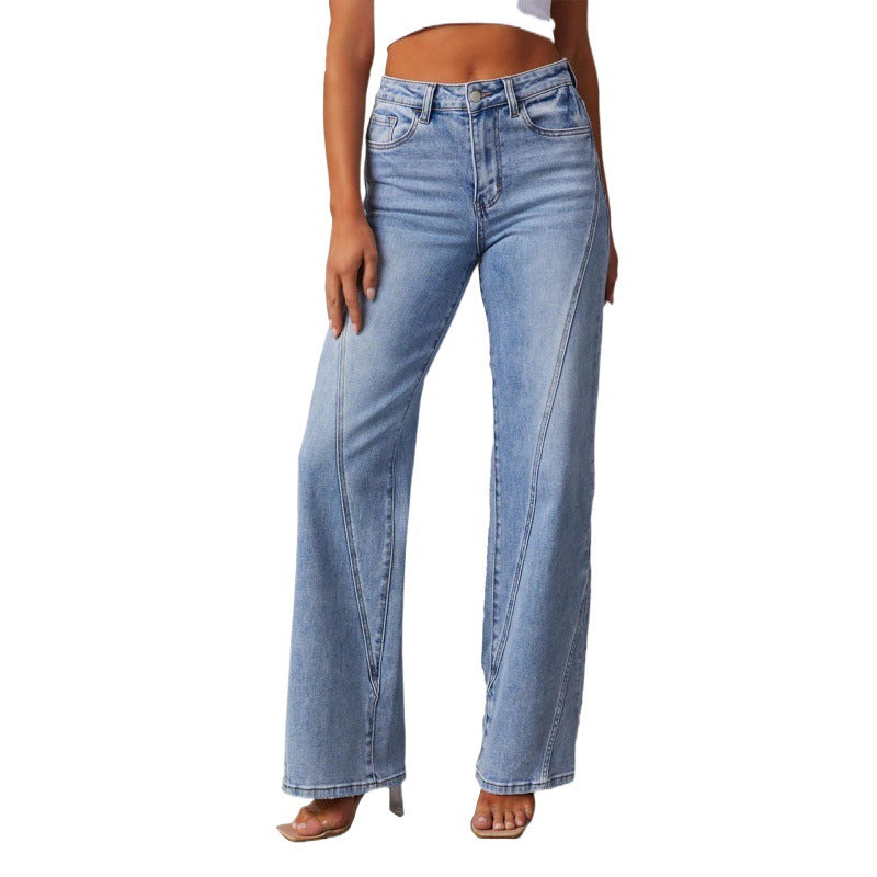 Casual Patchwork Wide Leg Jeans photo 12