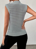 Hollow Out Round Neck Knit Tank (19)