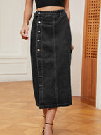 Button Down Midi Denim Skirt (6)