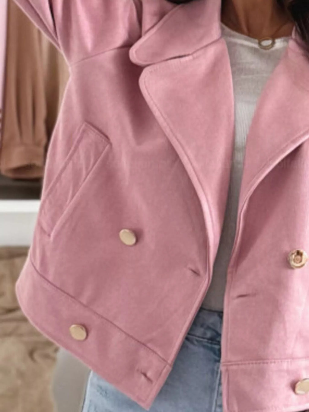 Chic Double-breasted Cropped Jacket (11)