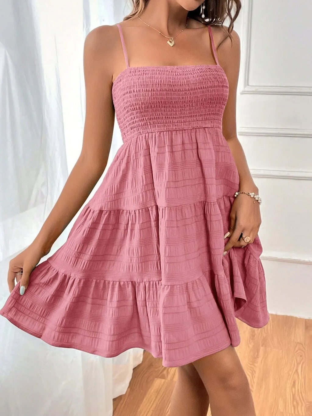 Smocked Tiered Cami Dress (7)