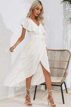 Ruffled Tied V-neck Midi Dress (7)