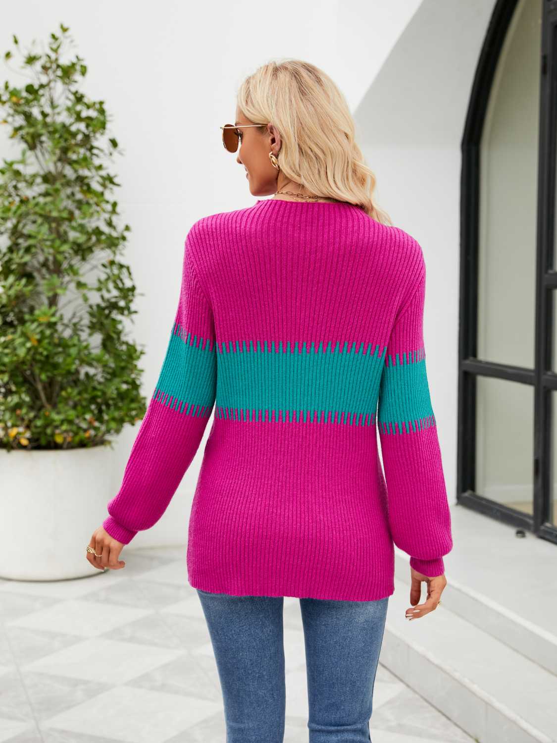 Contrast Round Neck Sweater (2)