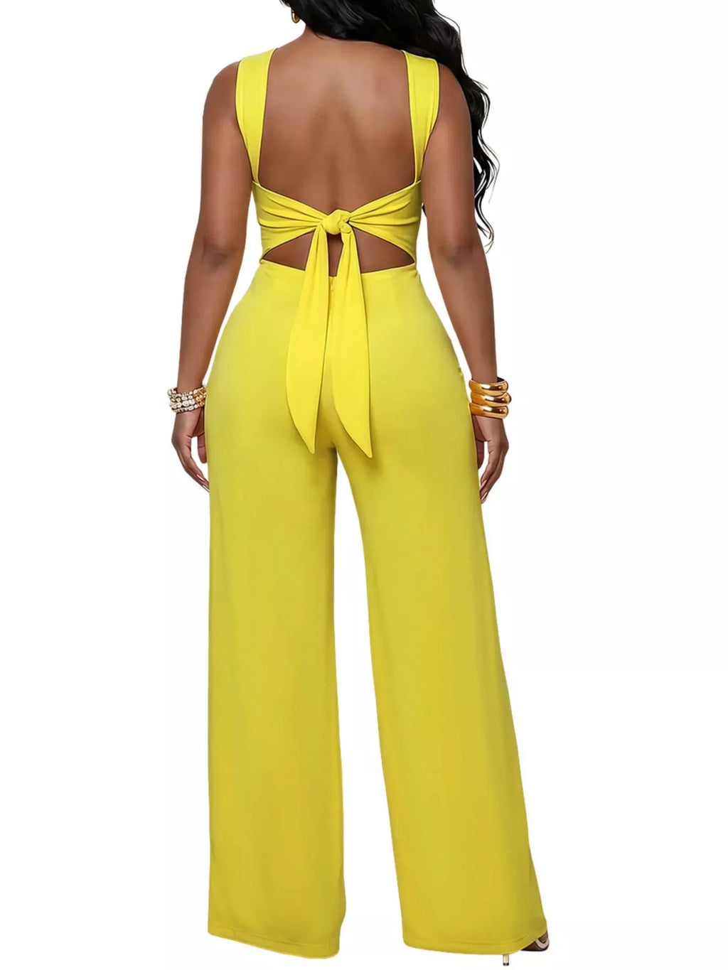 Backless Twist Top Wide-leg Pants Set (4)