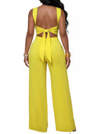 Backless Twist Top Wide-leg Pants Set (4)