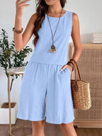 Round Neck Tank Shorts Set (16)