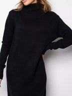 Turtleneck Ribbed Knit Sweater Dress (3)