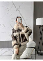 Sense Fox Fur Stitching Leather Coat photo 10