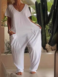 Loose V-neck Wide Leg Jumpsuit