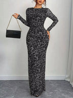 Leopard Ruched Bodycon Maxi Dress (2)