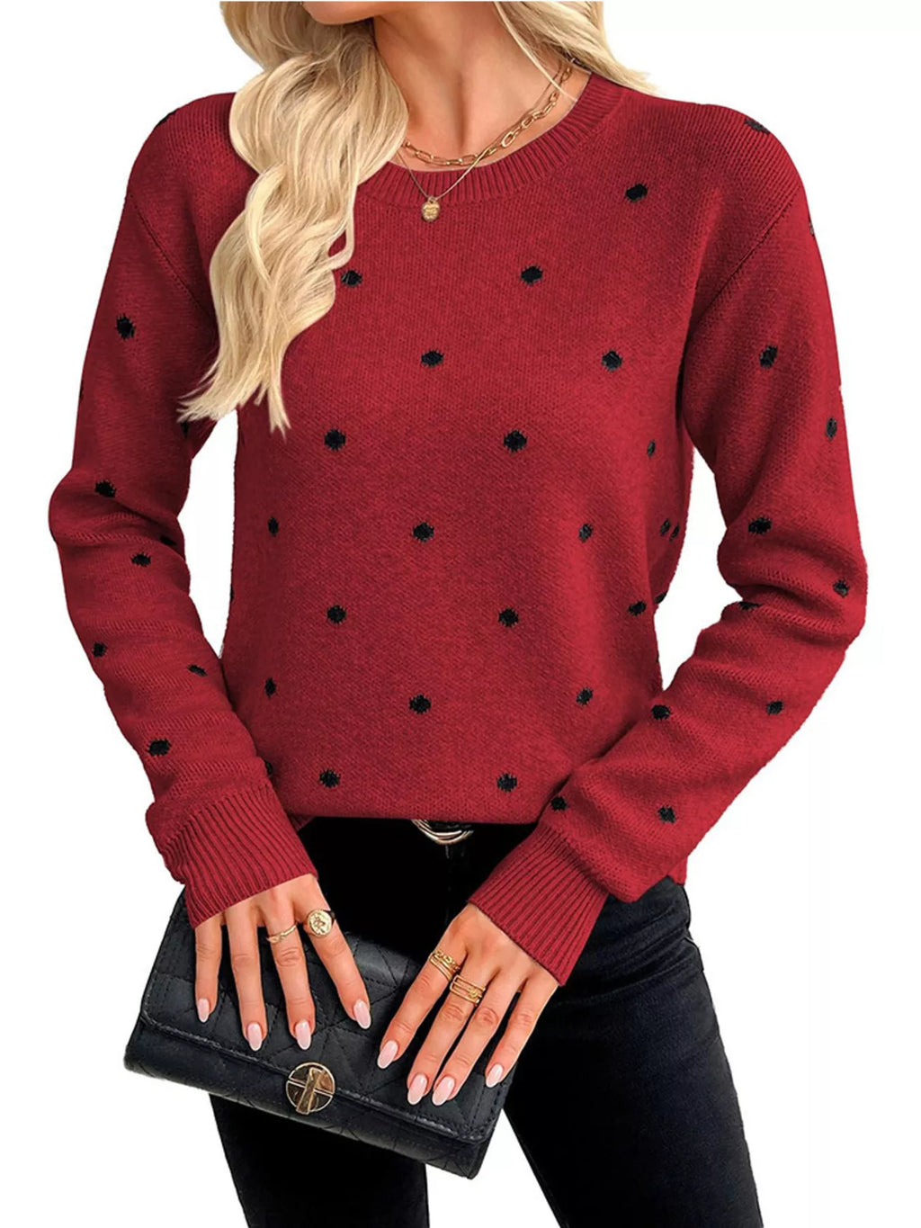Polka Dot Crew Neck Sweater (7)