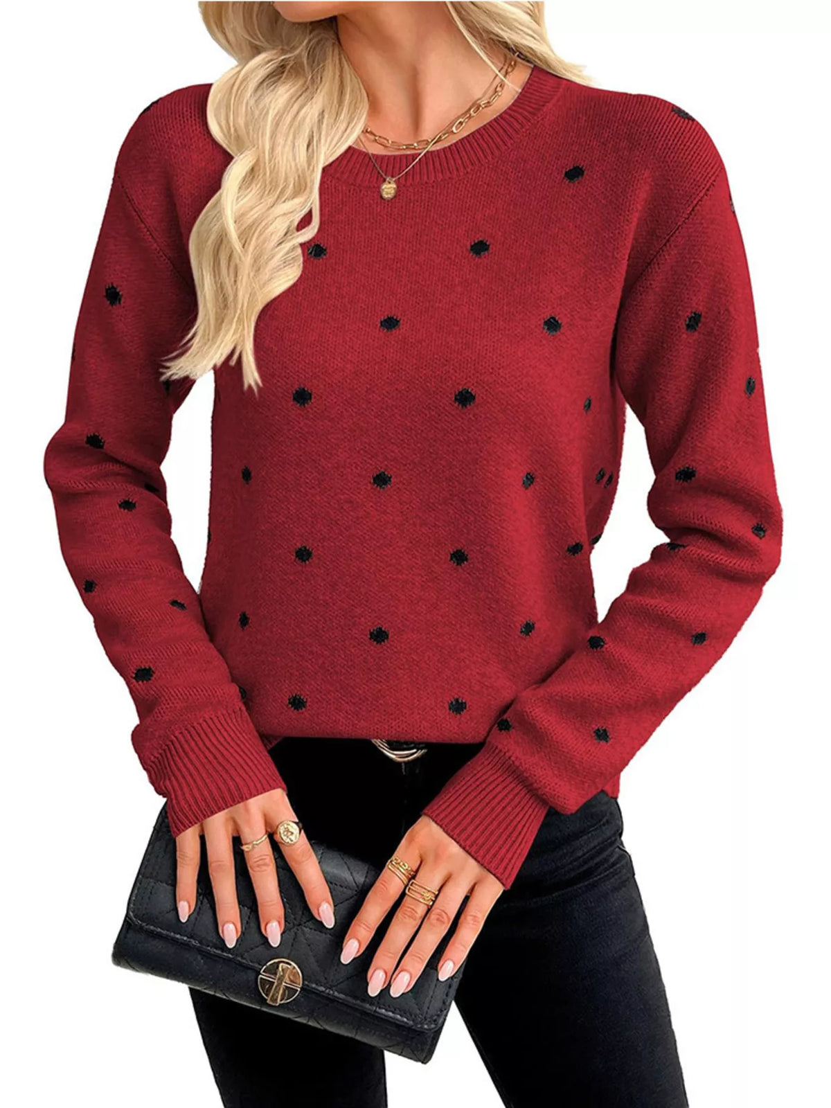 Polka Dot Crew Neck Sweater (7)