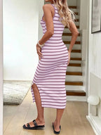 Striped Sleeveless Bodycon Midi Dress (16)