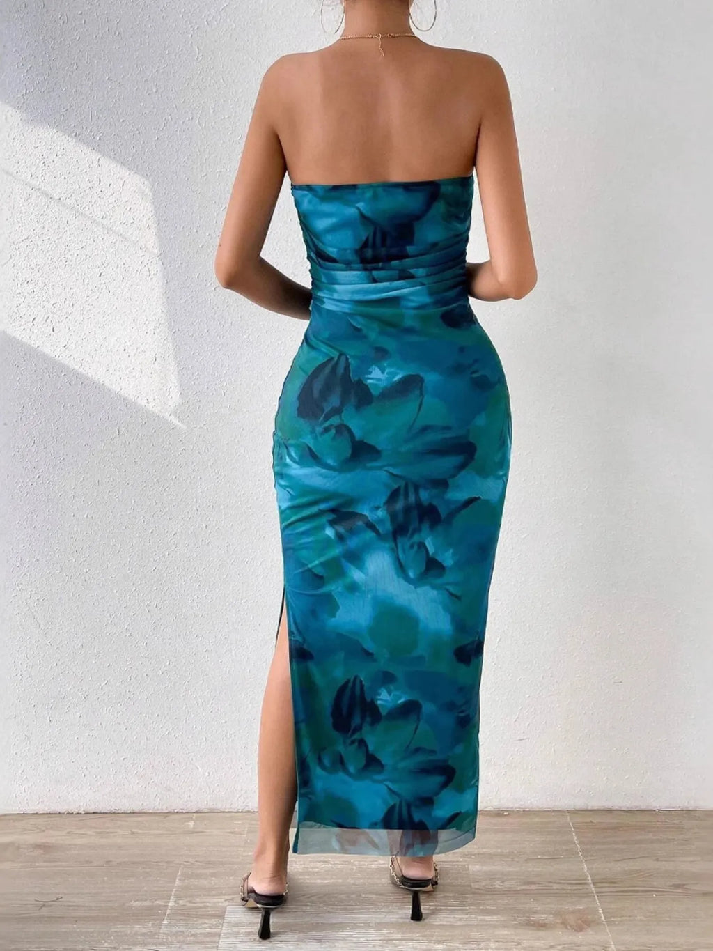 Printed Side Slit Tube Dress (3)