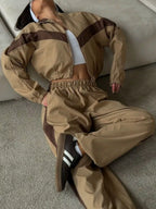 Block Zip Up Outerwear Pants Set (4)