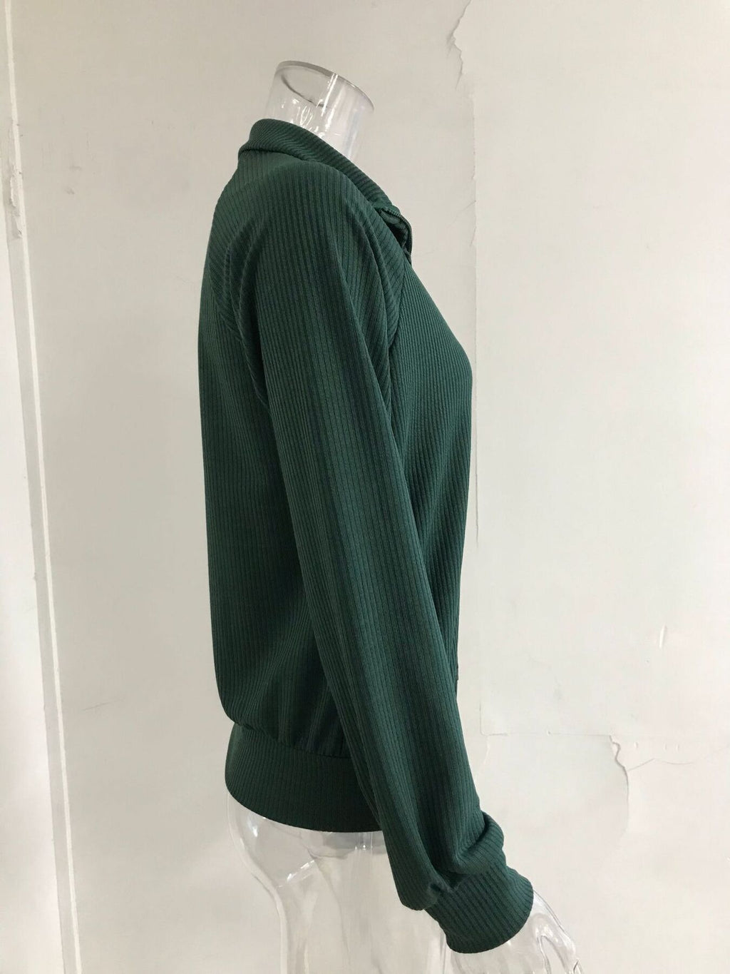 Full Size Ribbed Knit Zip-up Outerwear Plus (12)