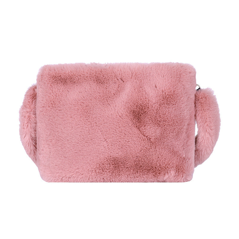 Korean Retro One-shoulder Messenger Plush Bag variant CJBHNSNS28150-Pink