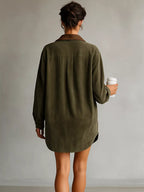 Contrast Collar Mini Shirt Dress (2)