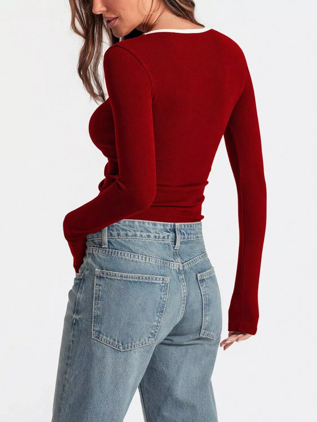 Contrast Trim Long Sleeve Top (10)